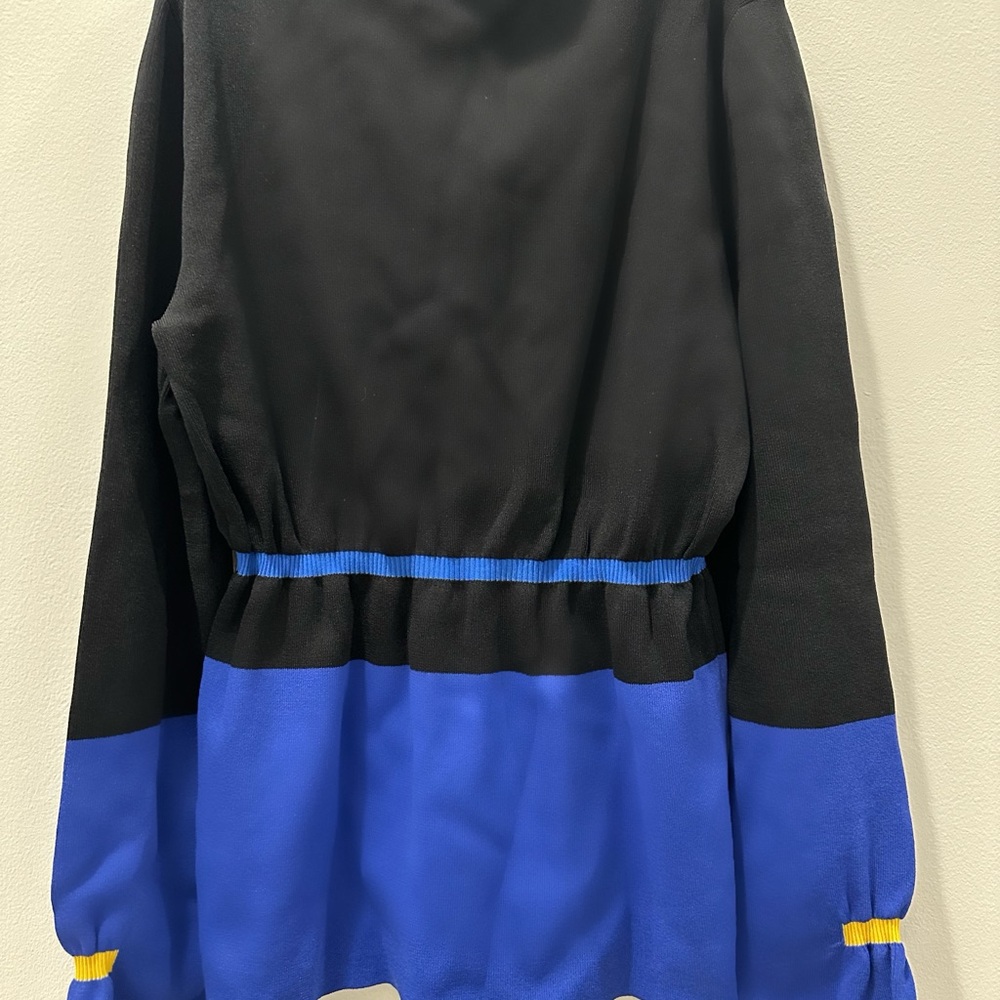 Stylish Black and Blue Women's Turtleneck Sweater Chinese designer luxe knitwear